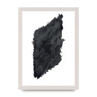 Abstract Painted Shape Black White Printed Poster - A4 framed