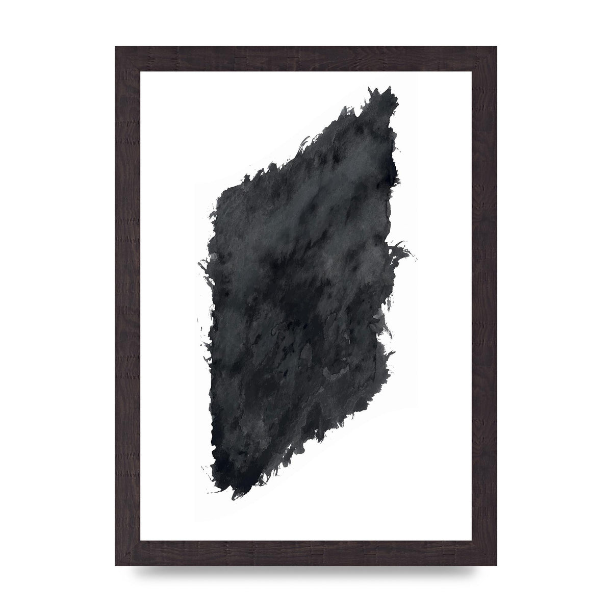 Abstract Painted Shape Black White Printed Poster - A4 framed