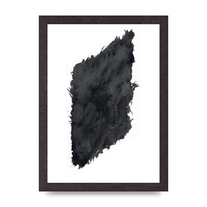 Abstract Painted Shape Black White Printed Poster - A4 framed