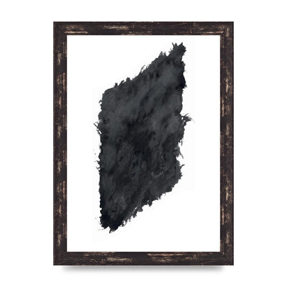 Abstract Painted Shape Black White Printed Poster - A4 framed