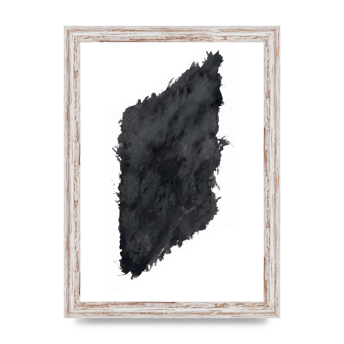 Abstract Painted Shape Black White Printed Poster - A4 framed