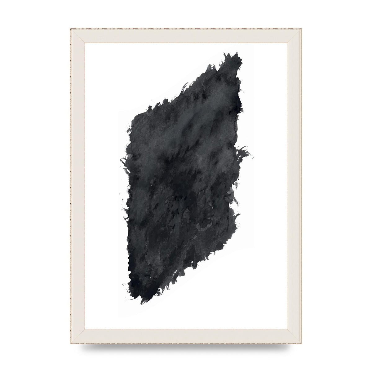 Abstract Painted Shape Black White Printed Poster - A4 framed