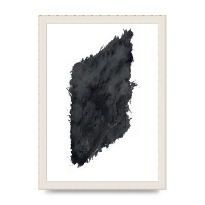 Abstract Painted Shape Black White Printed Poster - A4 framed