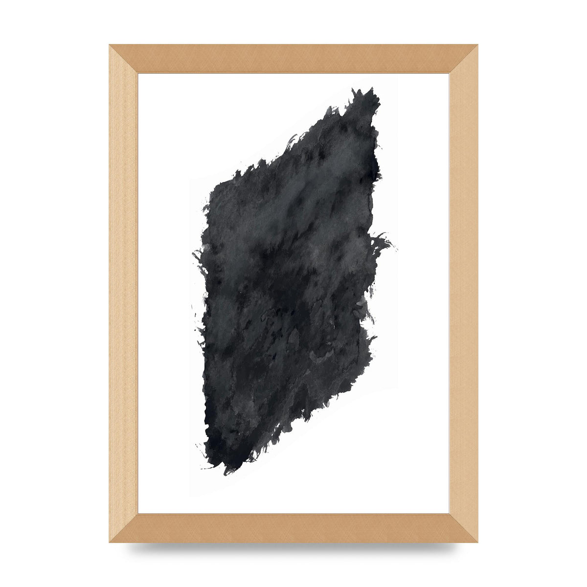 Abstract Painted Shape Black White Printed Poster - A4 framed