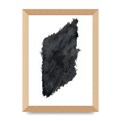 Abstract Painted Shape Black White Printed Poster - A4 framed