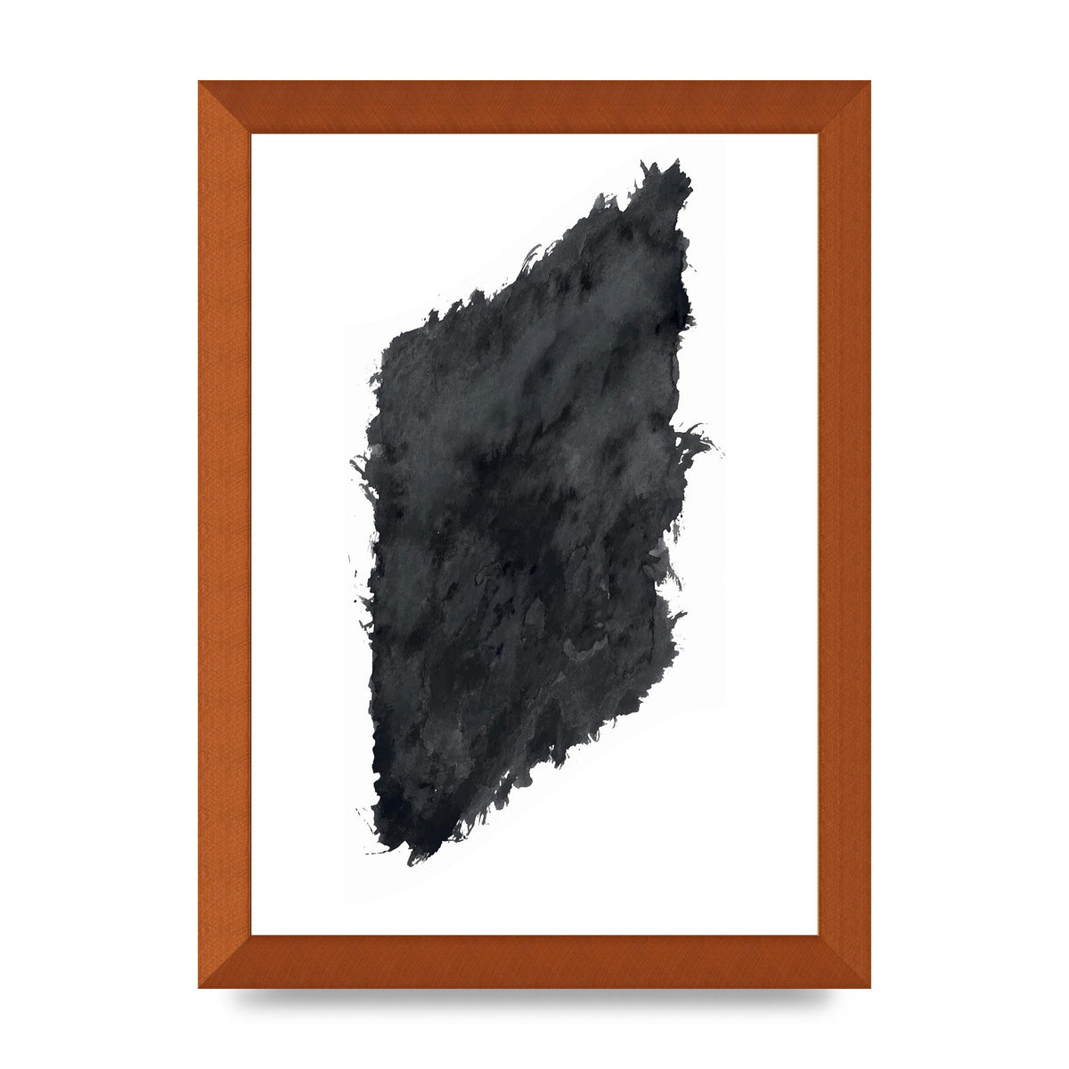 Abstract Painted Shape Black White Printed Poster - A4 framed