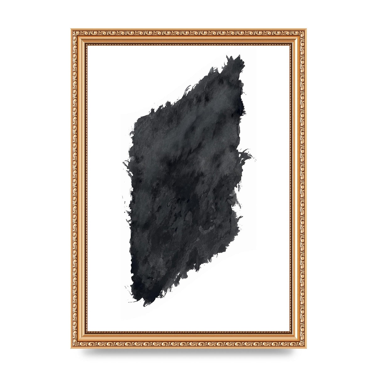 Abstract Painted Shape Black White Printed Poster - A4 framed
