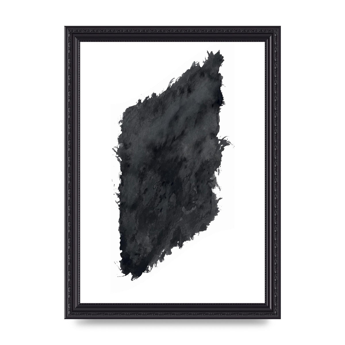 Abstract Painted Shape Black White Printed Poster - A4 framed