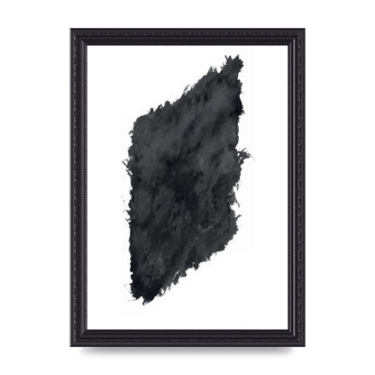 Abstract Painted Shape Black White Printed Poster - A4 framed