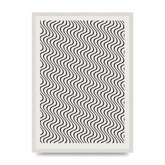 Abstract Line Illusion Ecru Wall Art - A2 framed