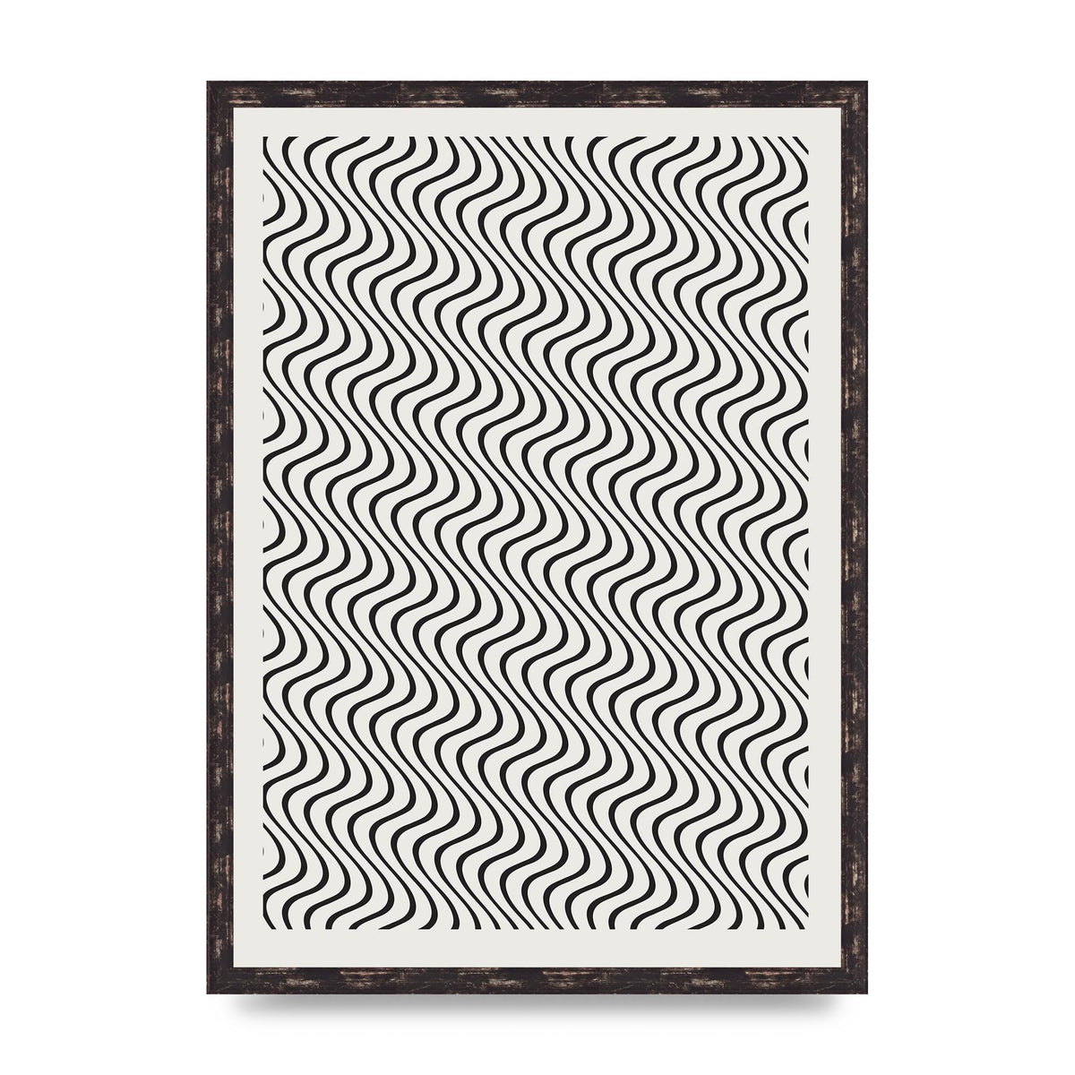 Abstract Line Illusion Ecru Wall Art - A2 framed