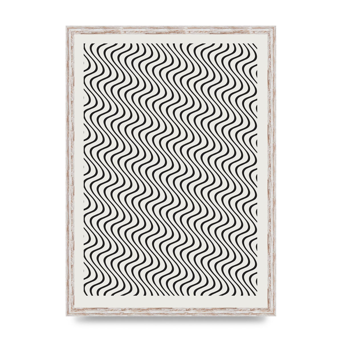 Abstract Line Illusion Ecru Wall Art - A2 framed