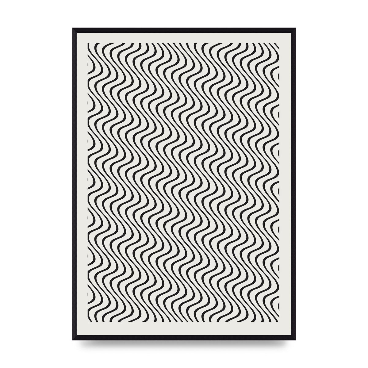 Abstract Line Illusion Ecru Wall Art - A2 framed