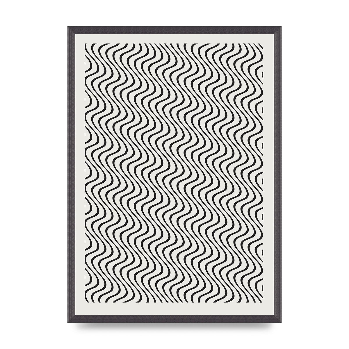Abstract Line Illusion Ecru Wall Art - A2 framed