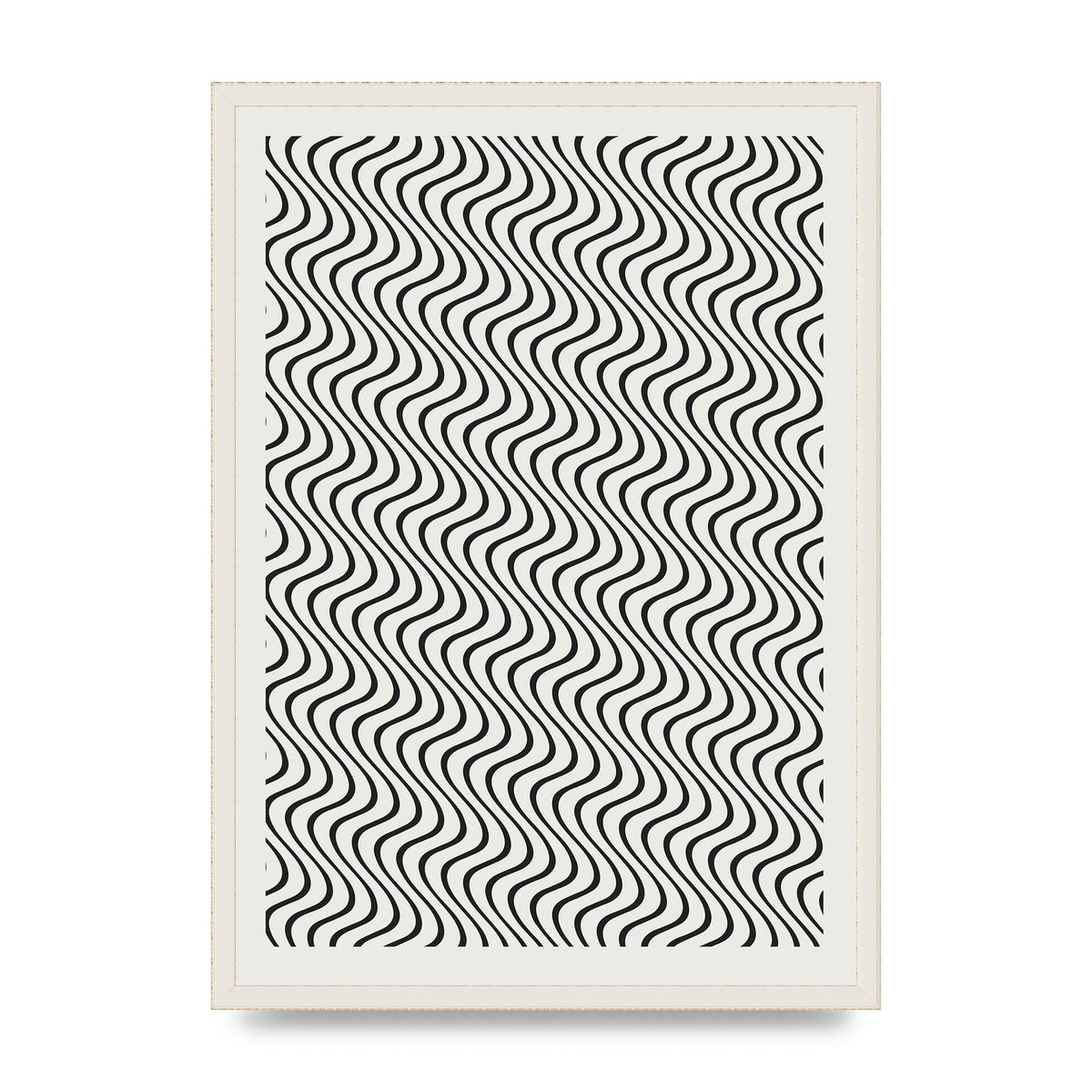 Abstract Line Illusion Ecru Wall Art - A2 framed