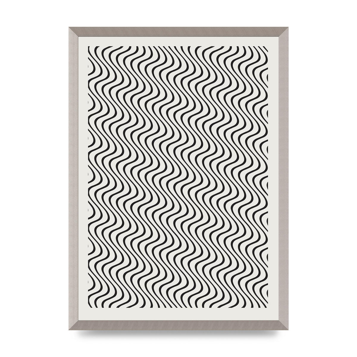 Abstract Line Illusion Ecru Wall Art - A2 framed