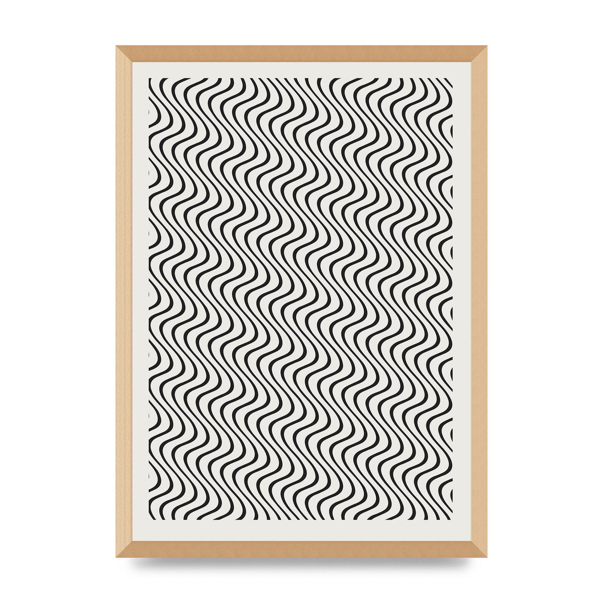 Abstract Line Illusion Ecru Wall Art - A2 framed