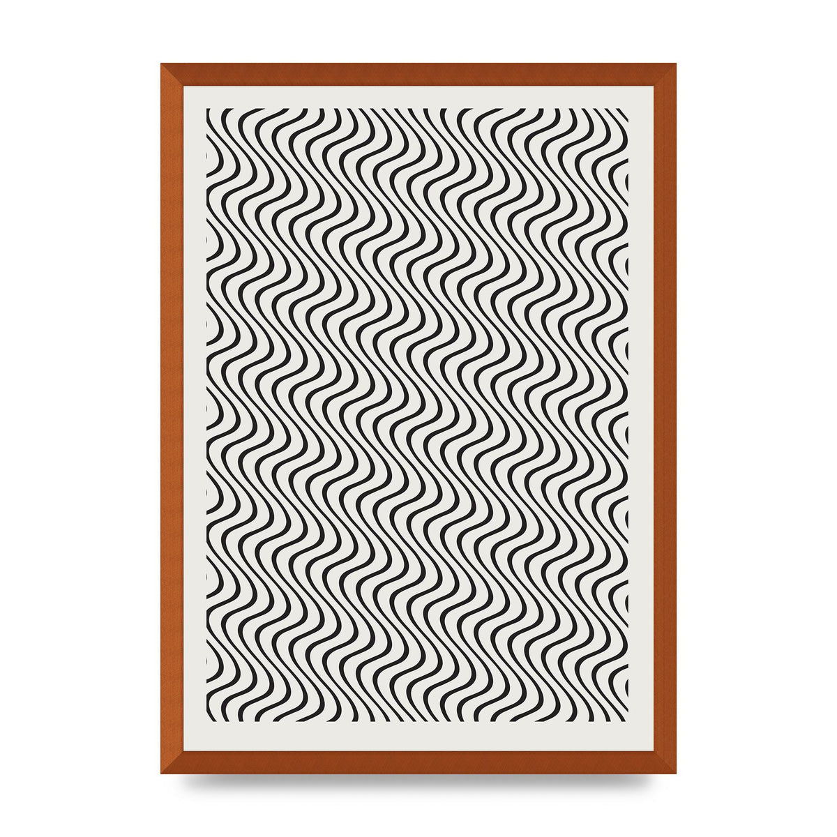 Abstract Line Illusion Ecru Wall Art - A2 framed