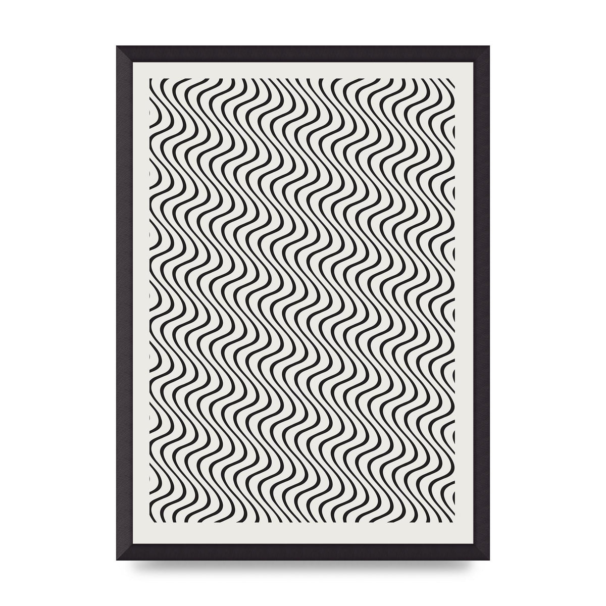Abstract Line Illusion Ecru Wall Art - A2 framed