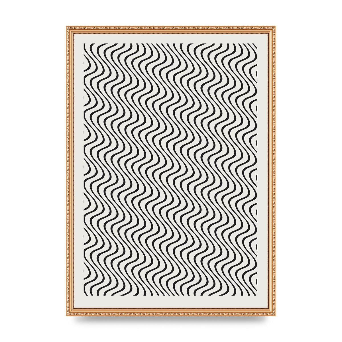 Abstract Line Illusion Ecru Wall Art - A2 framed