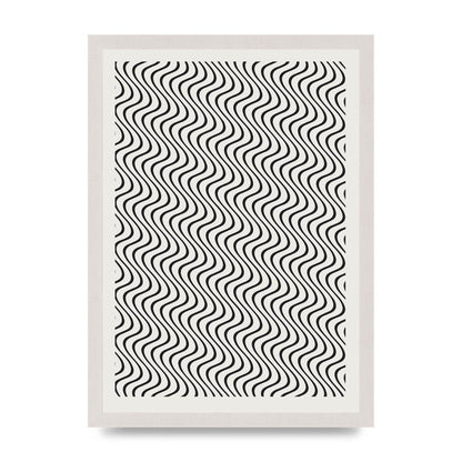 Abstract Line Illusion Ecru Wall Art - A3 framed