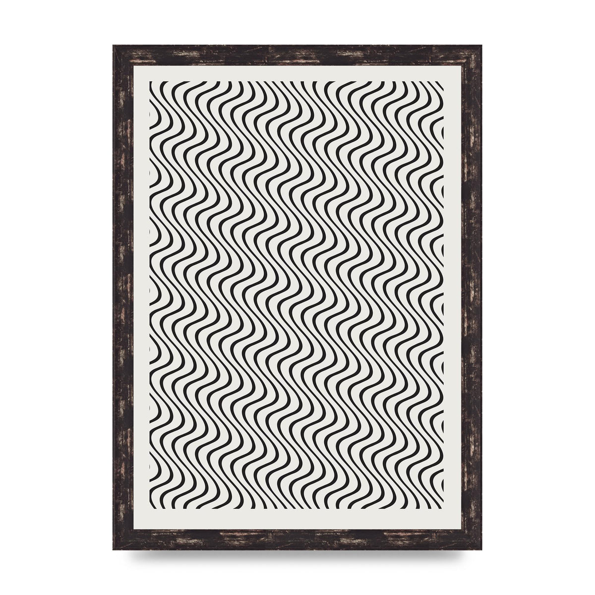 Abstract Line Illusion Ecru Wall Art - A3 framed