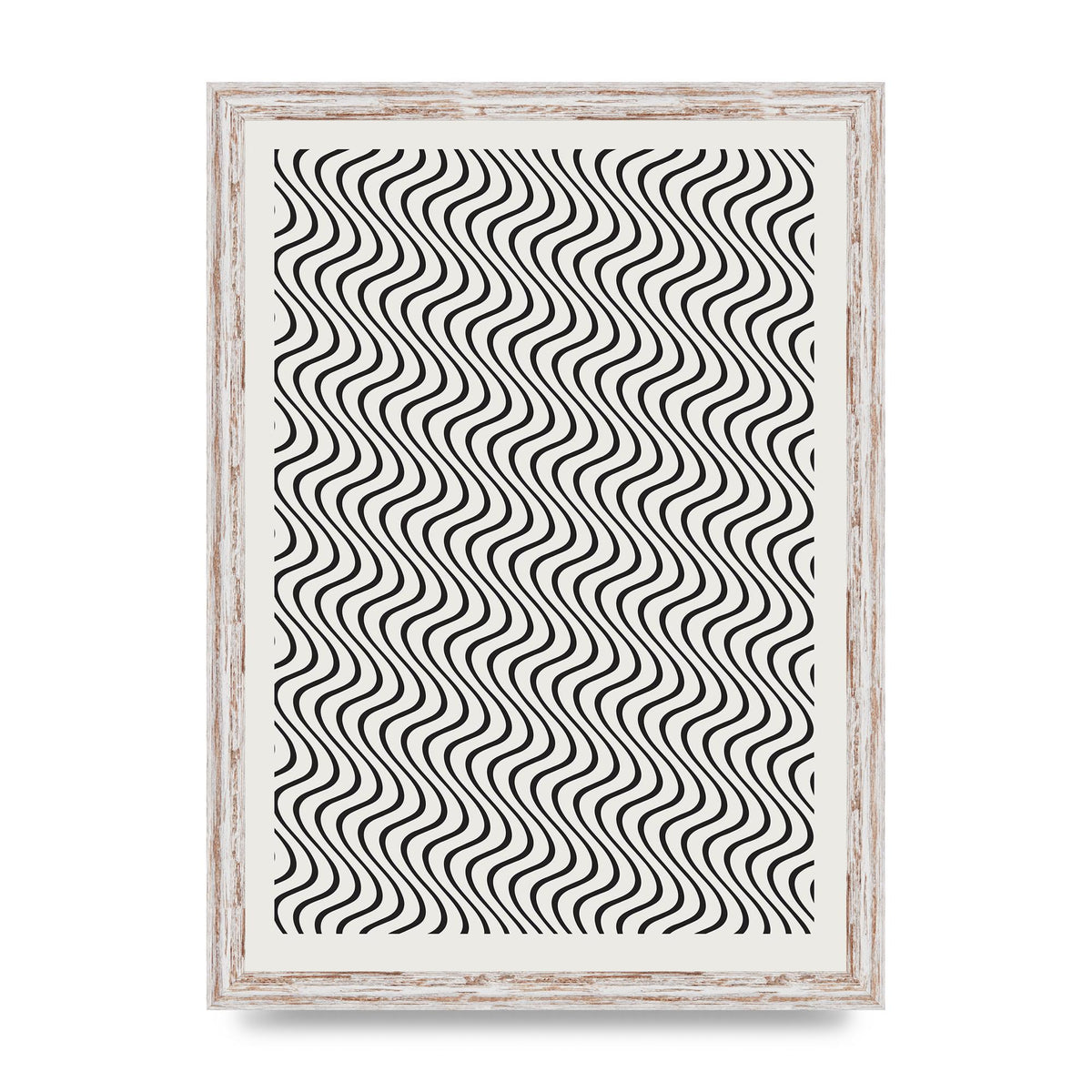 Abstract Line Illusion Ecru Wall Art - A3 framed
