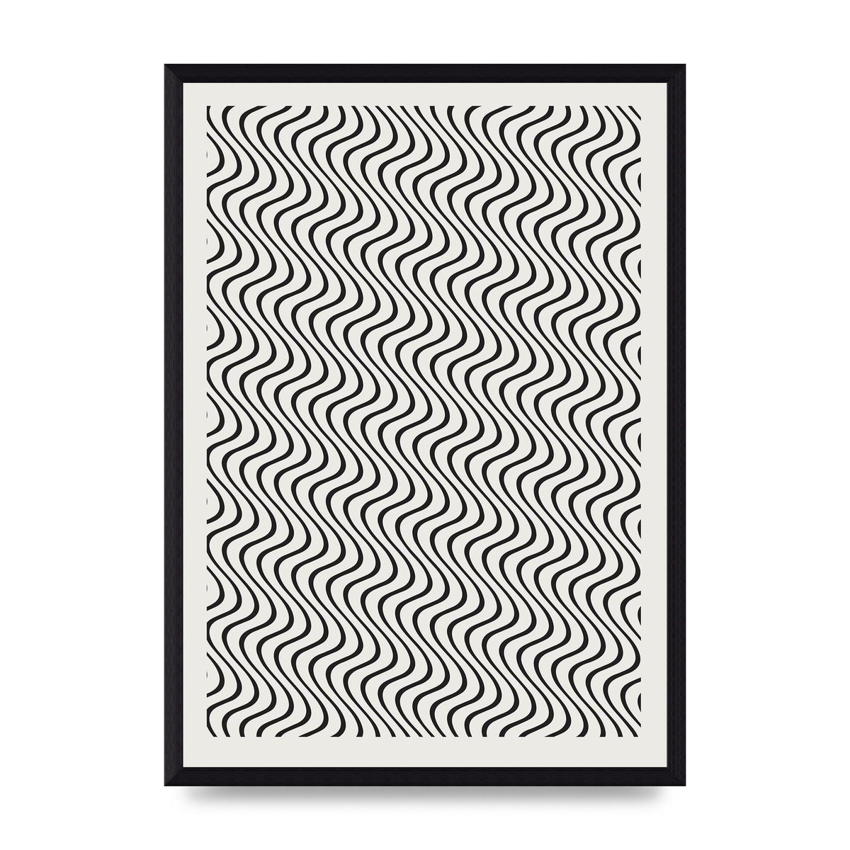 Abstract Line Illusion Ecru Wall Art - A3 framed