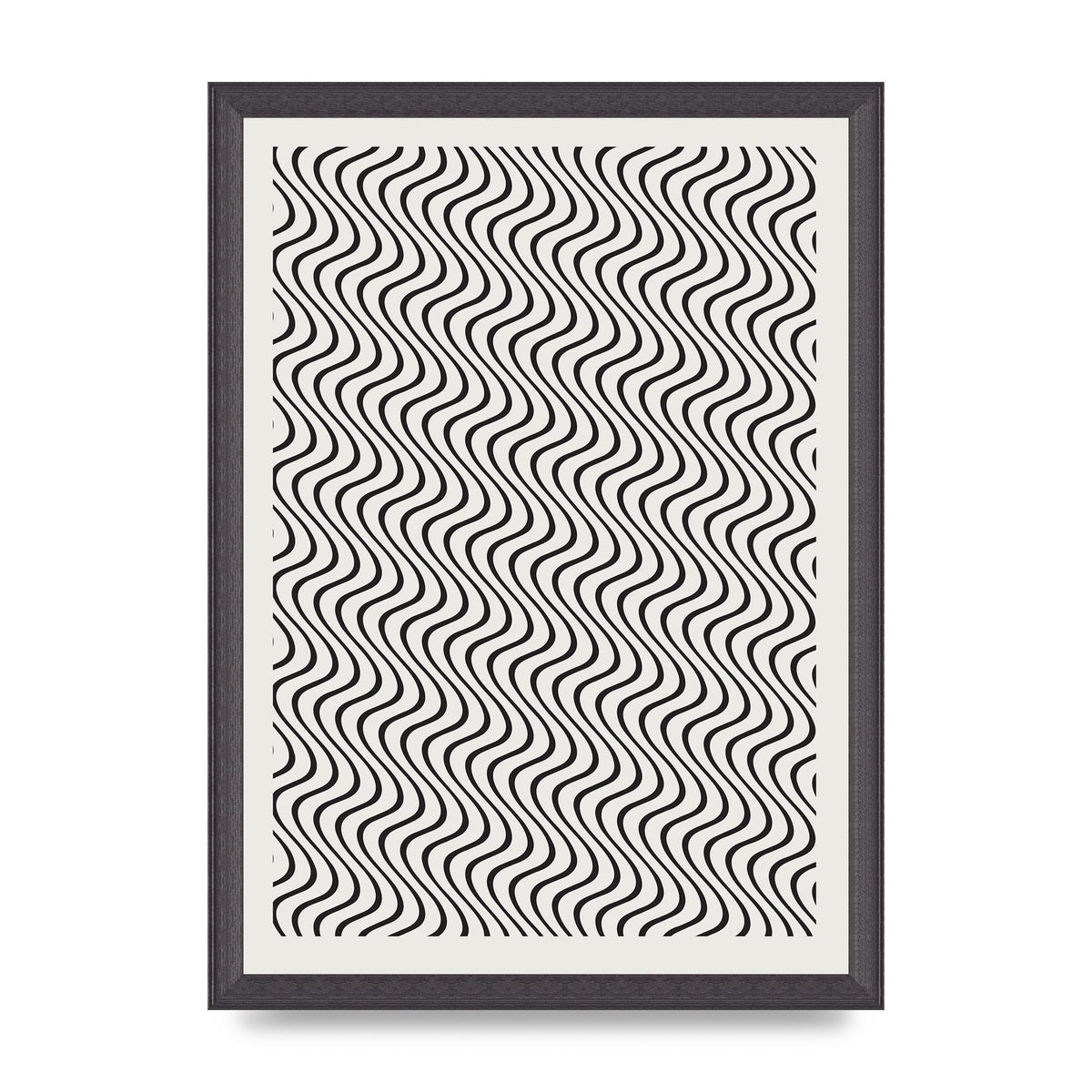 Abstract Line Illusion Ecru Wall Art - A3 framed