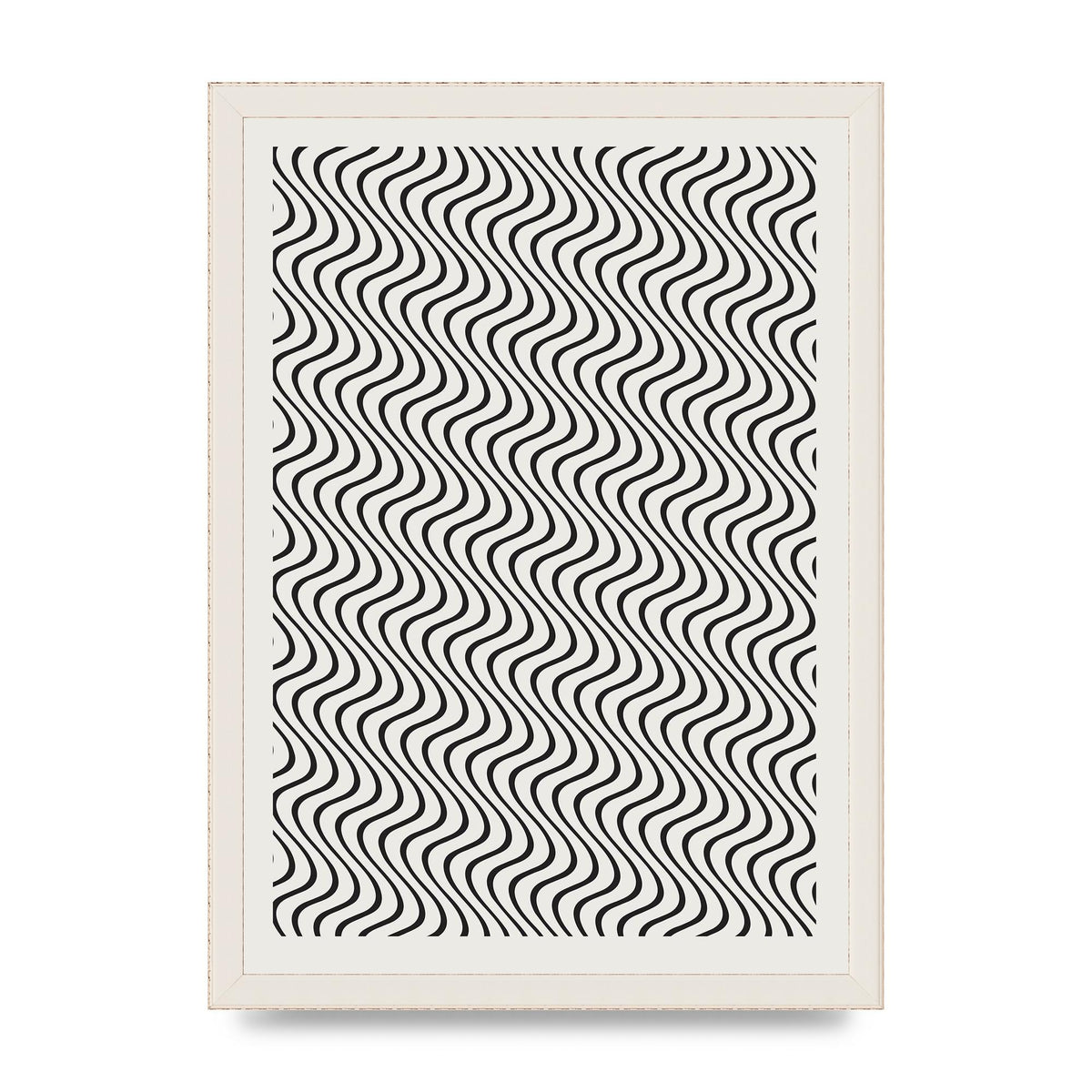 Abstract Line Illusion Ecru Wall Art - A3 framed