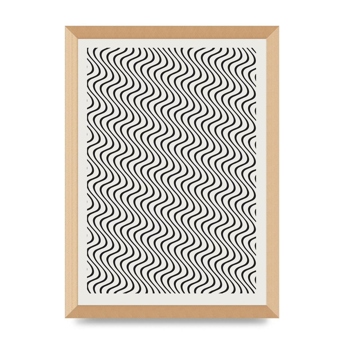 Abstract Line Illusion Ecru Wall Art - A3 framed