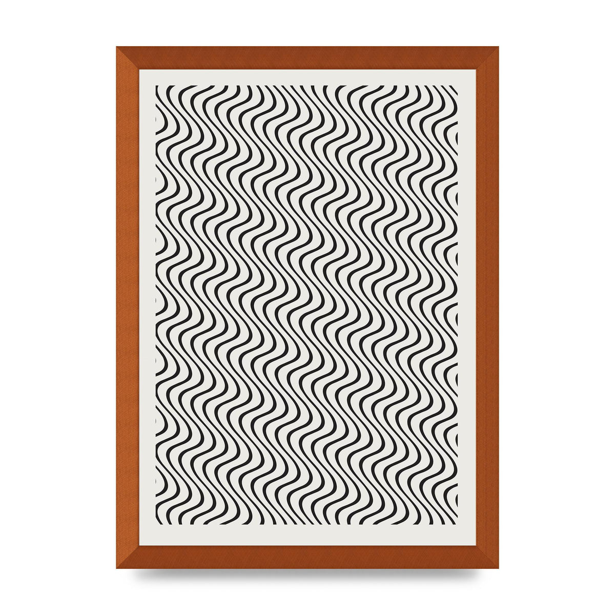 Abstract Line Illusion Ecru Wall Art - A3 framed
