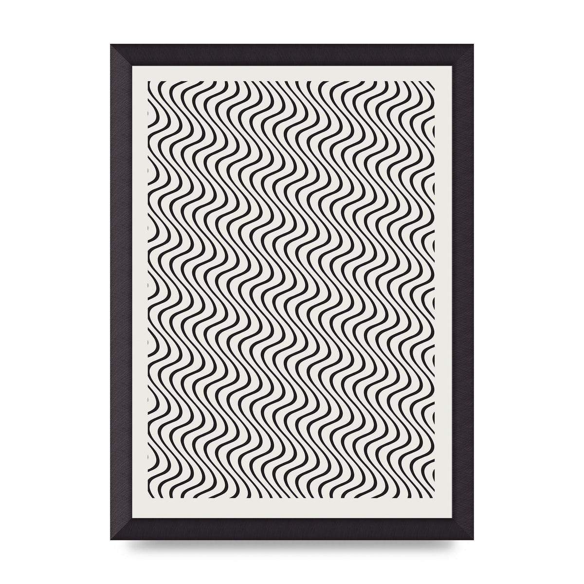 Abstract Line Illusion Ecru Wall Art - A3 framed