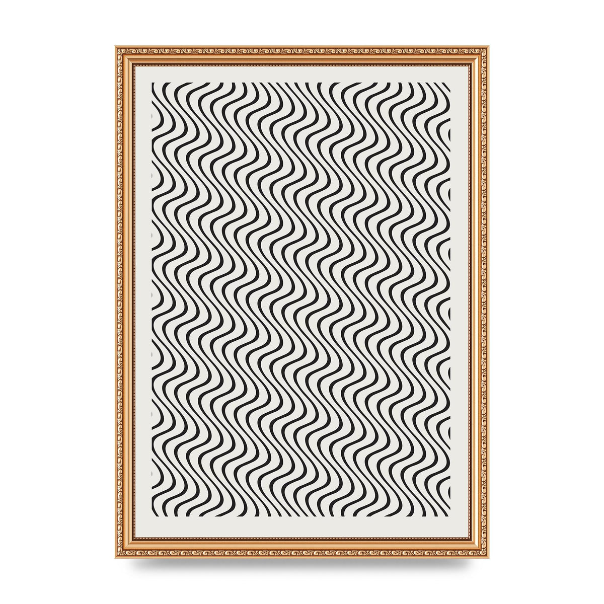 Abstract Line Illusion Ecru Wall Art - A3 framed