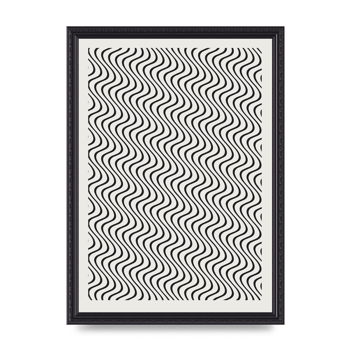 Abstract Line Illusion Ecru Wall Art - A3 framed