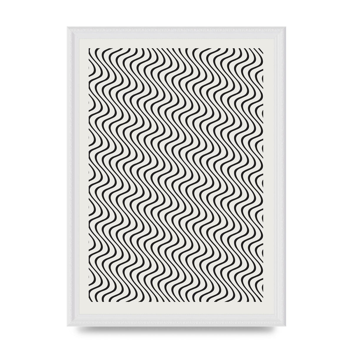 Abstract Line Illusion Ecru Wall Art - A3 framed