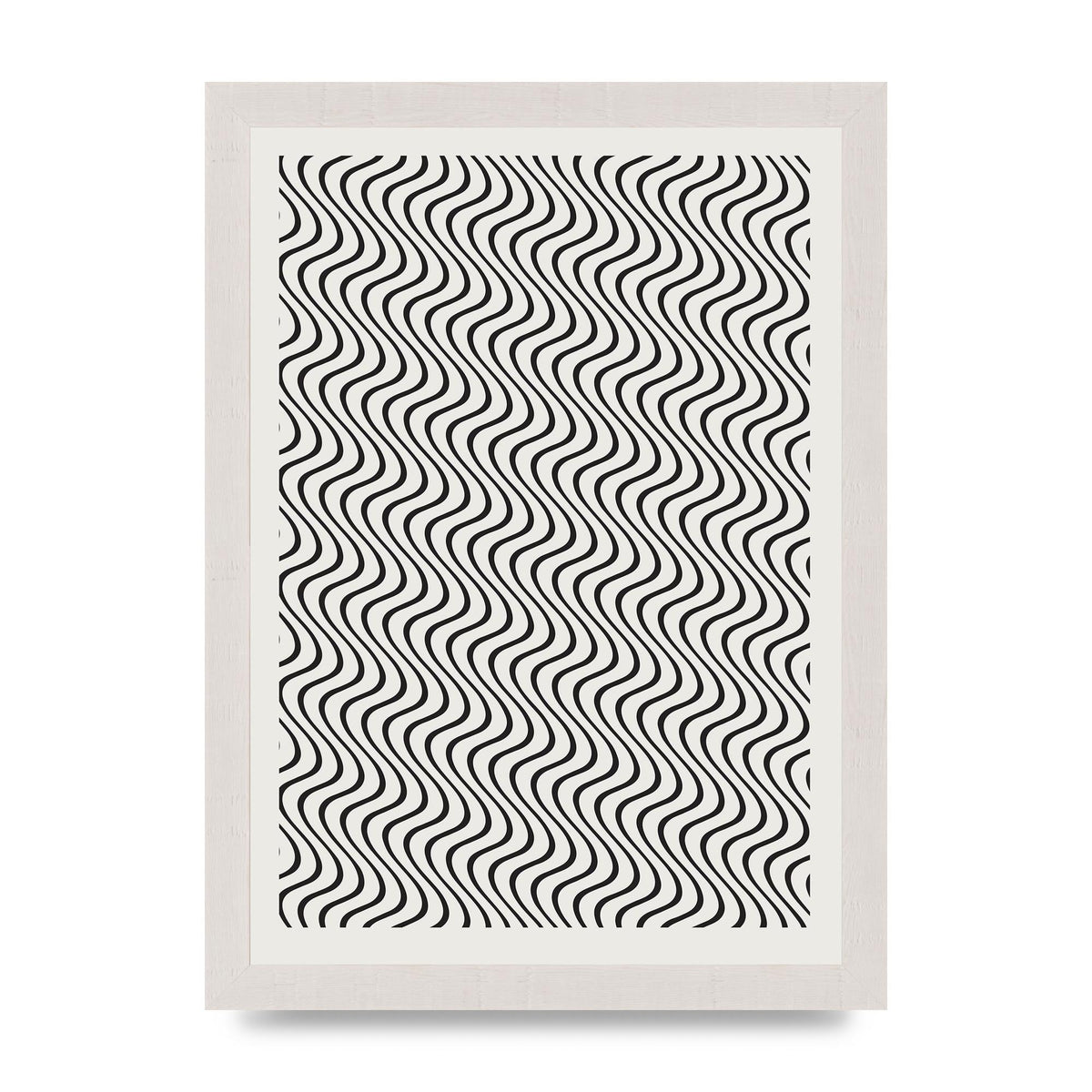 Abstract Line Illusion Ecru Wall Art - A4 framed