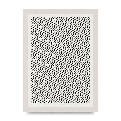 Abstract Line Illusion Ecru Wall Art - A4 framed