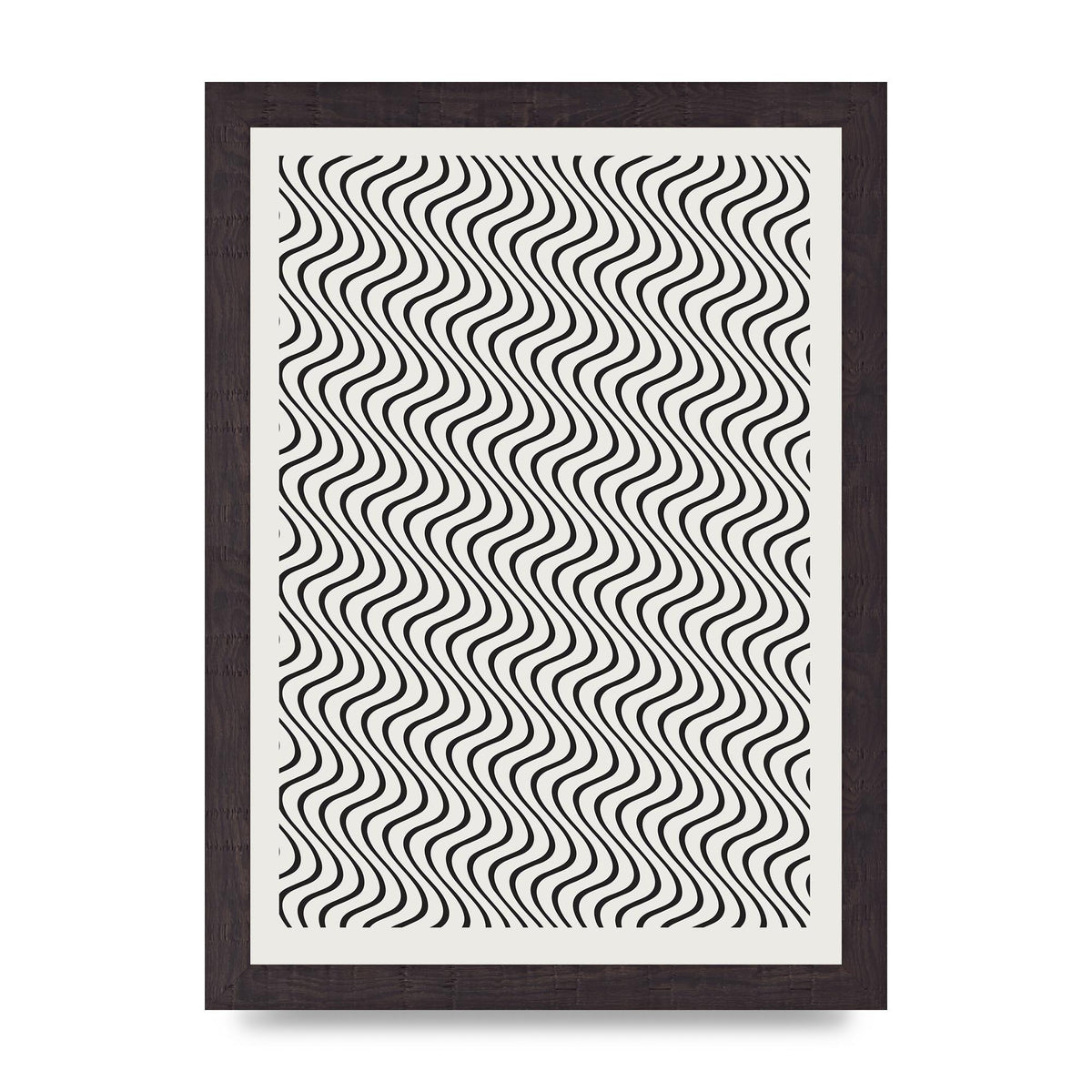 Abstract Line Illusion Ecru Wall Art - A4 framed