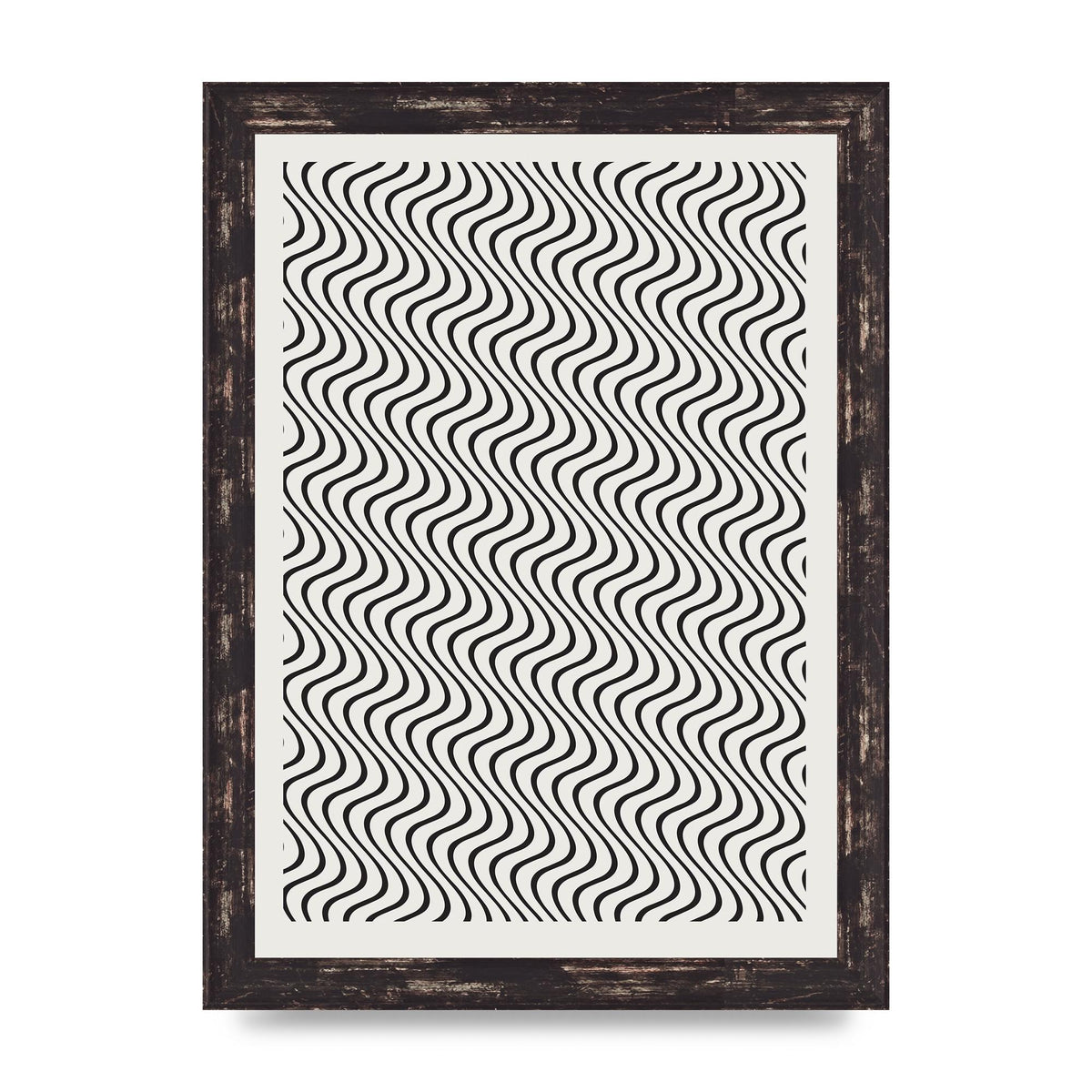 Abstract Line Illusion Ecru Wall Art - A4 framed