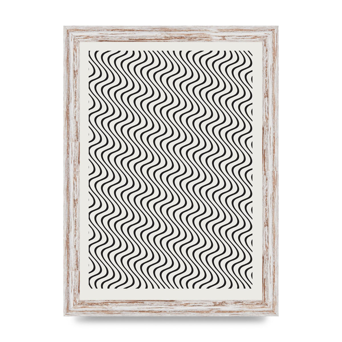 Abstract Line Illusion Ecru Wall Art - A4 framed