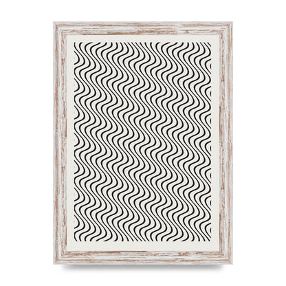 Abstract Line Illusion Ecru Wall Art - A4 framed