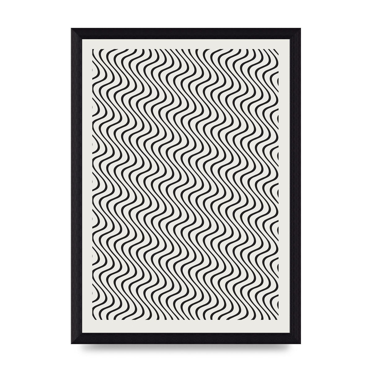 Abstract Line Illusion Ecru Wall Art - A4 framed