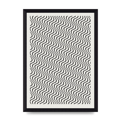 Abstract Line Illusion Ecru Wall Art - A4 framed