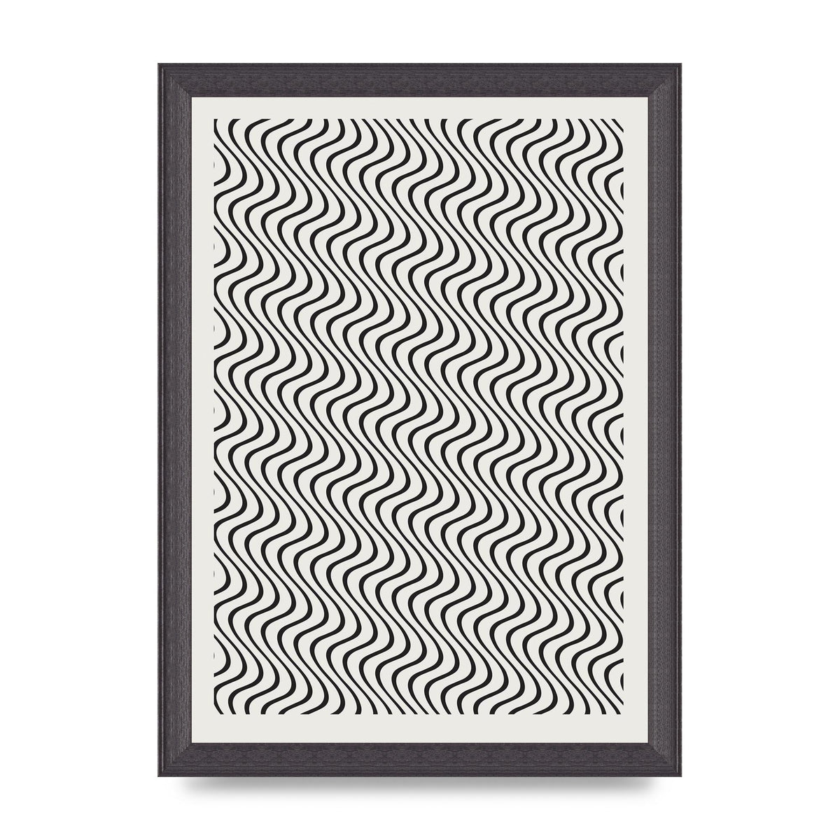 Abstract Line Illusion Ecru Wall Art - A4 framed
