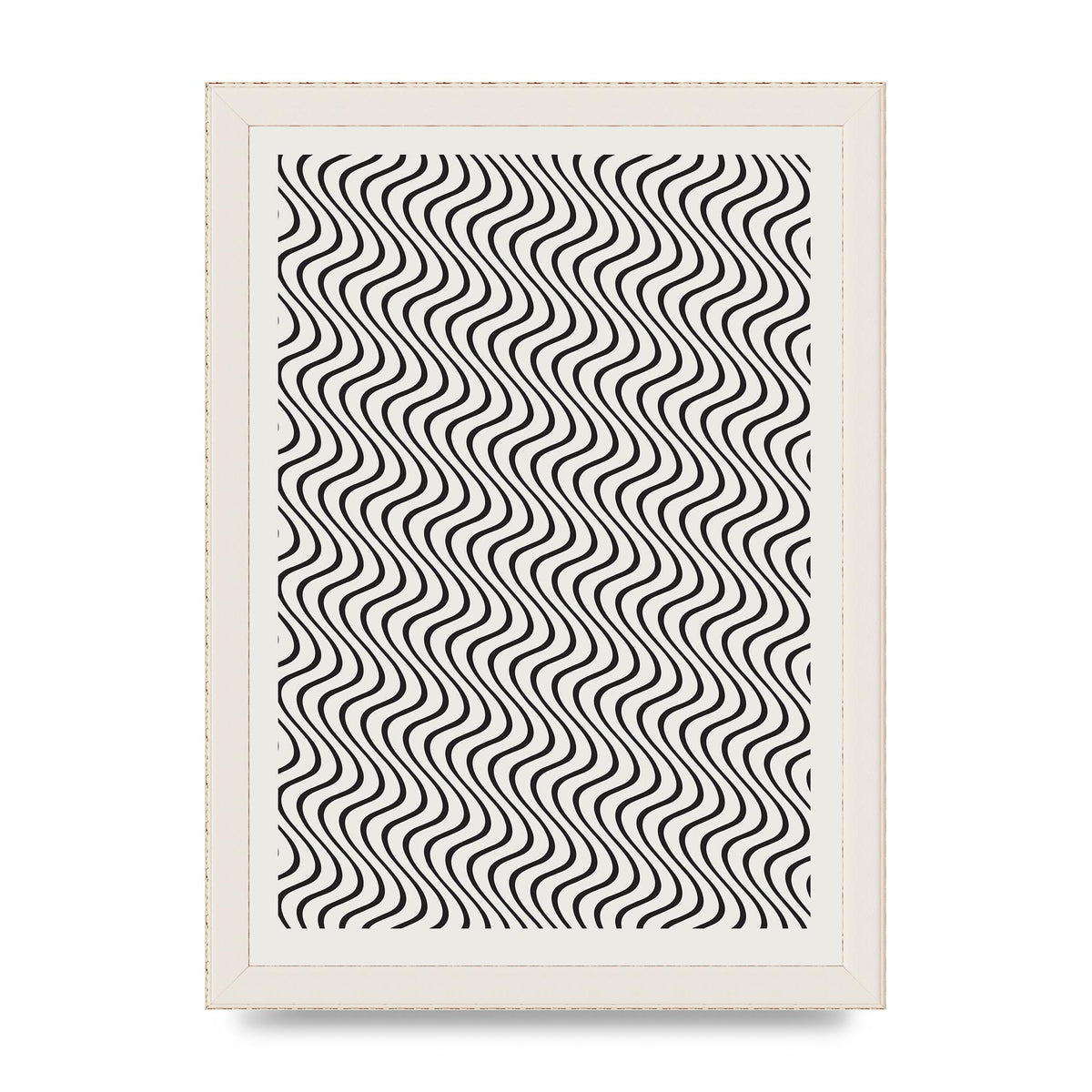 Abstract Line Illusion Ecru Wall Art - A4 framed