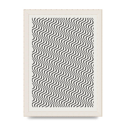 Abstract Line Illusion Ecru Wall Art - A4 framed