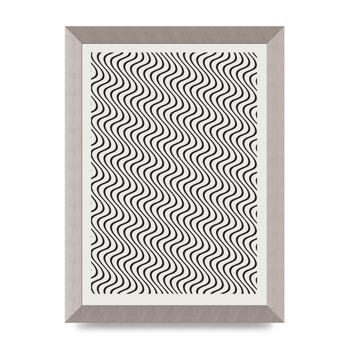 Abstract Line Illusion Ecru Wall Art - A4 framed