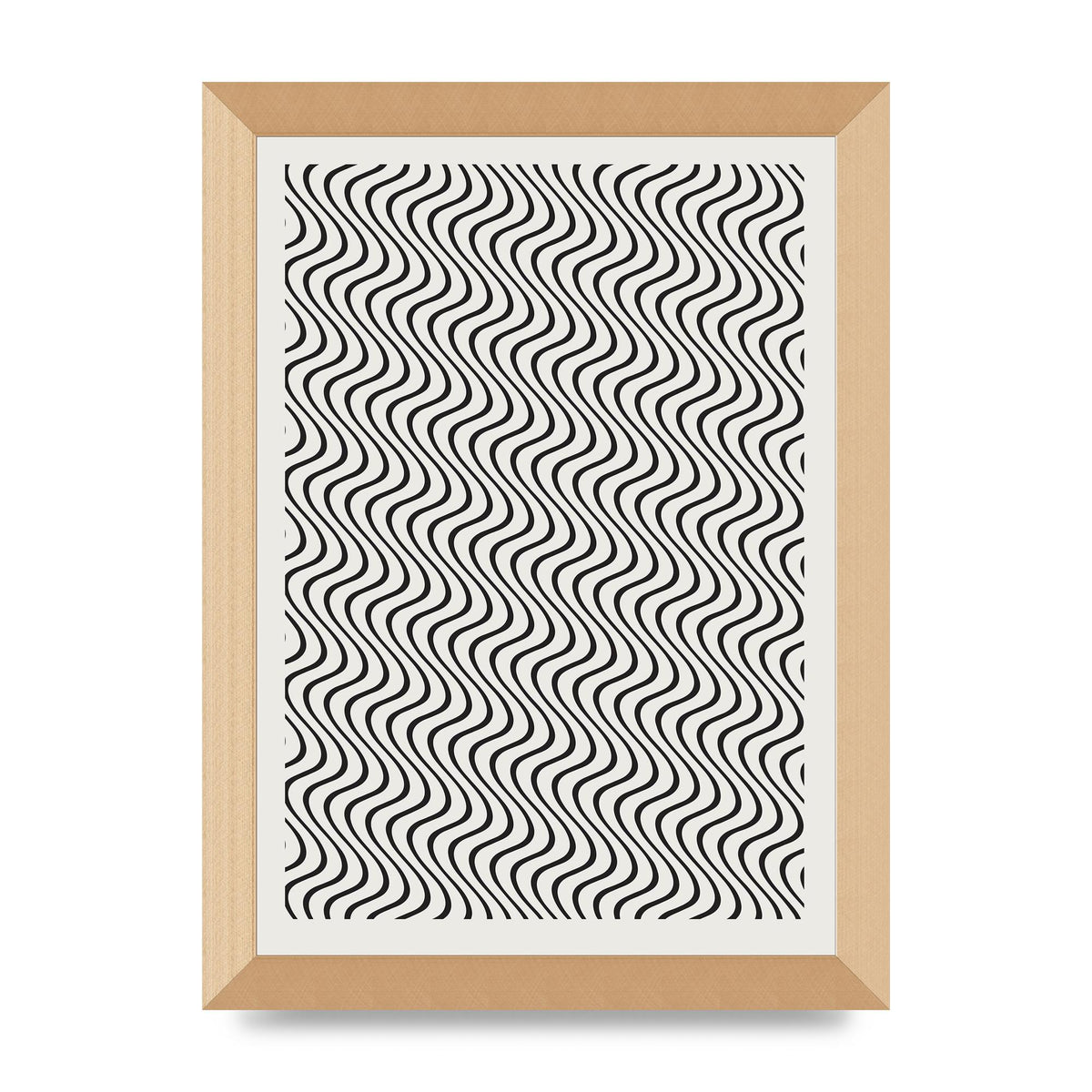 Abstract Line Illusion Ecru Wall Art - A4 framed