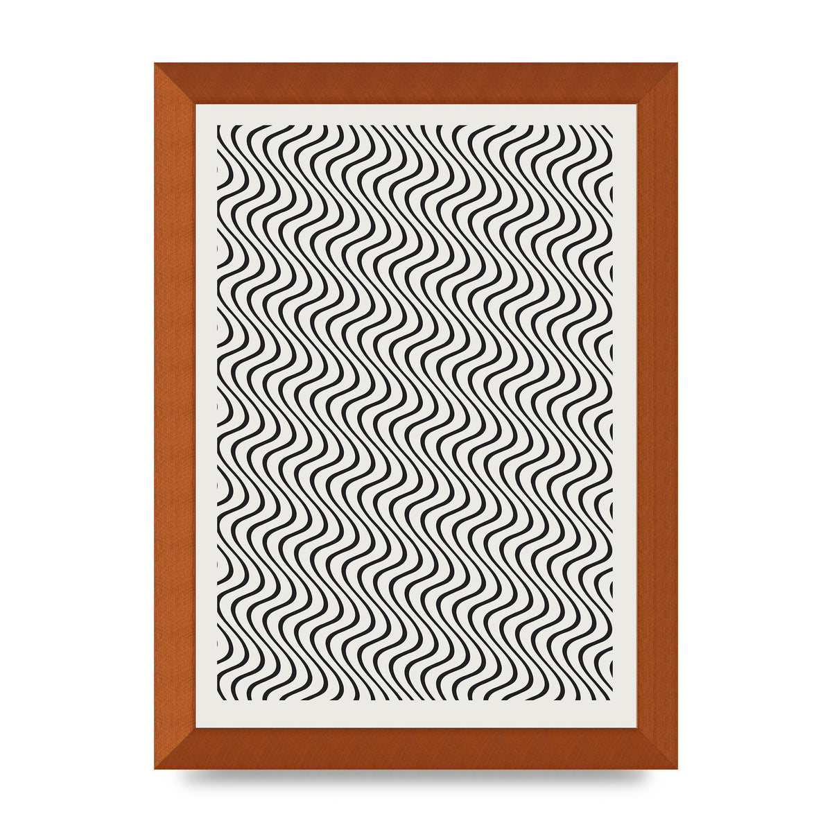Abstract Line Illusion Ecru Wall Art - A4 framed